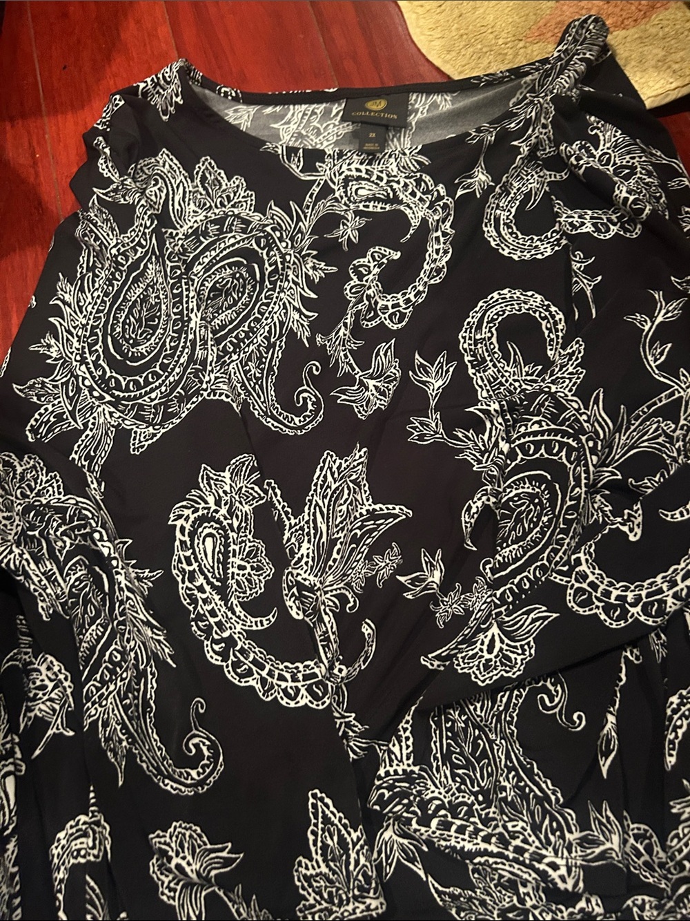JM Collection Black Paisley Print Tunic